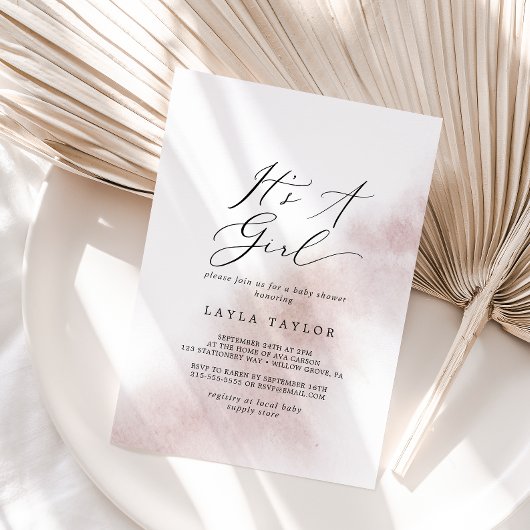 Invitation Nettoyage aquarelle | Blush C'est un Baby shower d