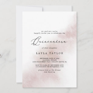 Invitation Nettoyage aquarelle   Blush Quinceañera