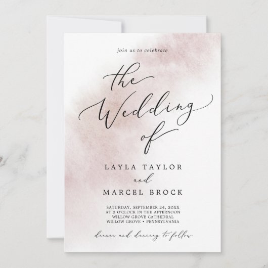 Invitation Nettoyage aquarelle | Brouiller tout en un Mariage (Devant)