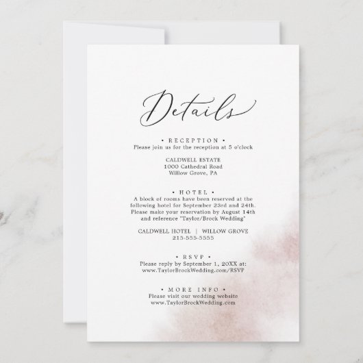 Invitation Nettoyage aquarelle | Brouiller tout en un Mariage (Dos)