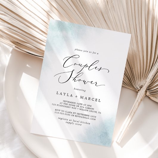 Invitation Nettoyage aquarelle | Douche Couples Bleues