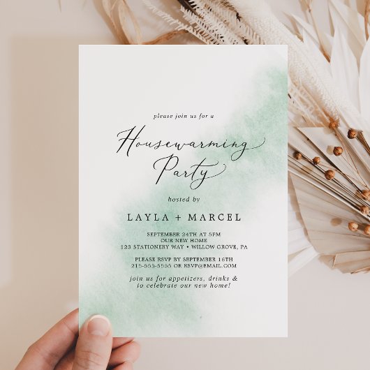 Invitation Nettoyage aquarelle | Green Houclier Party
