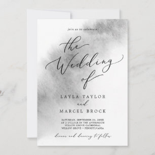 Invitation Nettoyage aquarelle   Grey Le Mariage De L'Invitat