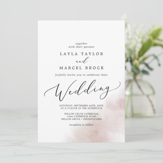 Invitation Nettoyage aquarelle | Mariage blanc (Debout devant)
