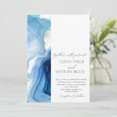 Invitation Nettoyage aquarelle | Mariage bleu marine (Debout devant)