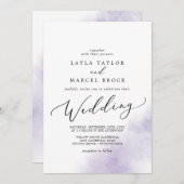 Invitation Nettoyage aquarelle | Mariage violet (Devant / Derrière)