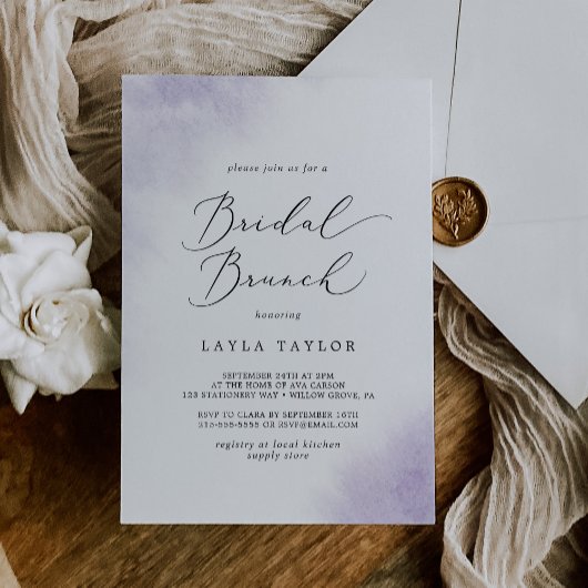 Invitation Nettoyage aquarelle | Purple Bridal Brunch