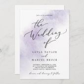 Invitation Nettoyage aquarelle | Purple tout en un Mariage (Devant / Derrière)