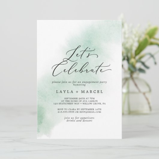 Invitation Nettoyage aquarelle | Vert Fêtons (Debout devant)