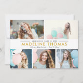 Invitation Nettoyer collage ÉDITABLE COULEUR photo de graduat (Devant)