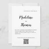 Invitation Nettoyer Elegant Calligraphie Photo QR Code Mariag (Devant)