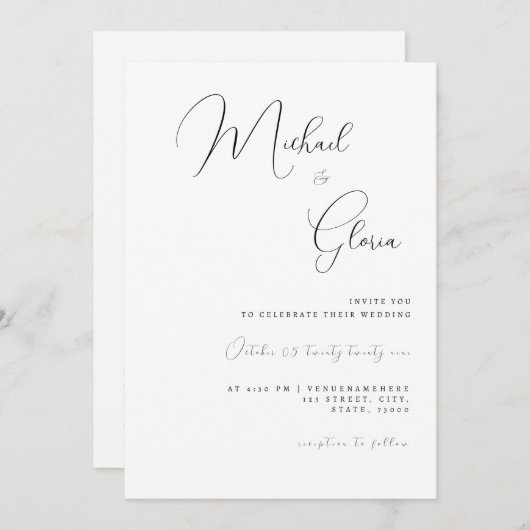 Invitation Nettoyer la calligraphie blanche Code QR tout en u (Devant / Derrière)