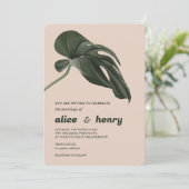 Invitation Nettoyer le Mariage de feuilles de philendron rose (Debout devant)
