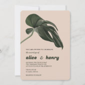 Invitation Nettoyer le Mariage de feuilles de philendron rose (Devant)