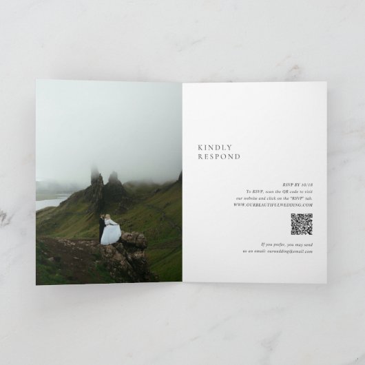 Invitation Nettoyer noir et blanc QR Code moderne Mariage (Intérieur)