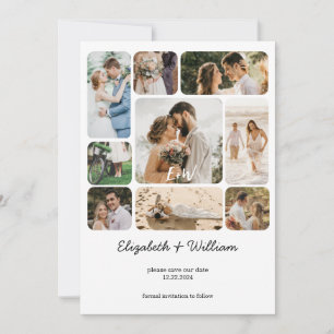 Invitation Neuf Collage Photo Couple Simple Enregistrer La Da