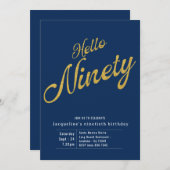 Invitation Neuf-dix Blue Gold Moderne 90e anniversaire (Devant / Derrière)