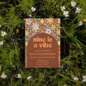 Invitation Neuf est une Vibe Retro Fleurs Super 9e anniversai