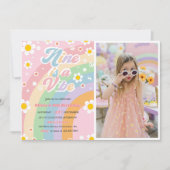 Invitation Neuf Est Une Vibe Super Daisy Rainbow 9E Anniversa (Devant)