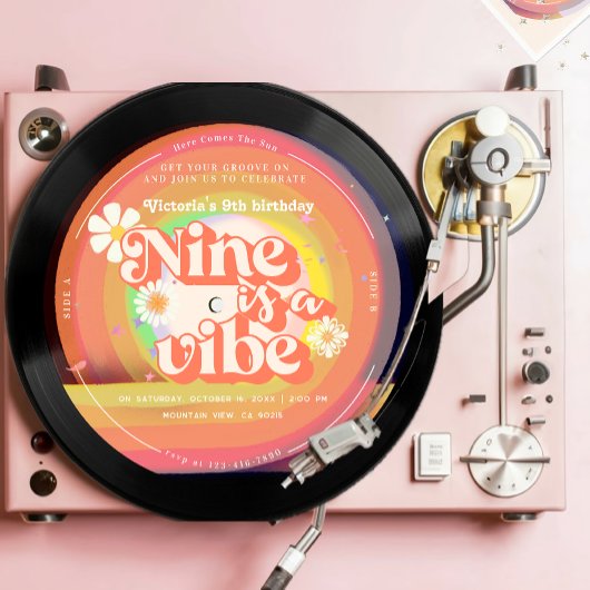 Invitation Neuf est Vibe Super Retro Vinyl Rainbow Daisy