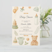 Invitation Neutral Baby shower Pastel (Debout devant)