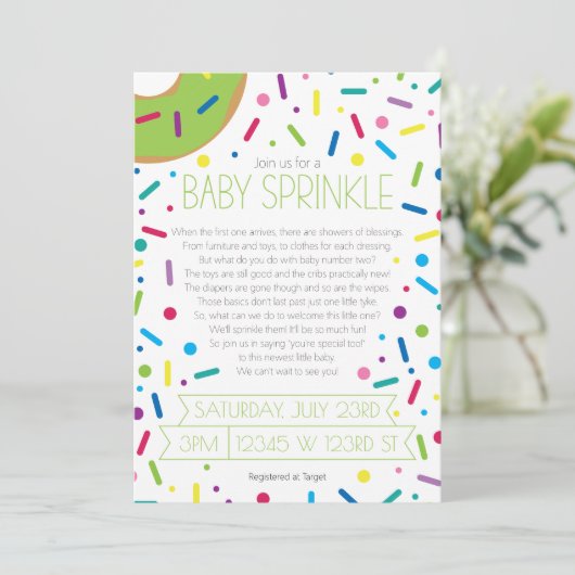 Invitation Neutral Baby Sprinkle (Debout devant)