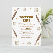 Invitation Neutral Batter Up Baseball Sport Baby Shower (Debout devant)