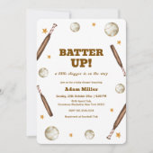 Invitation Neutral Batter Up Baseball Sport Baby Shower (Devant)