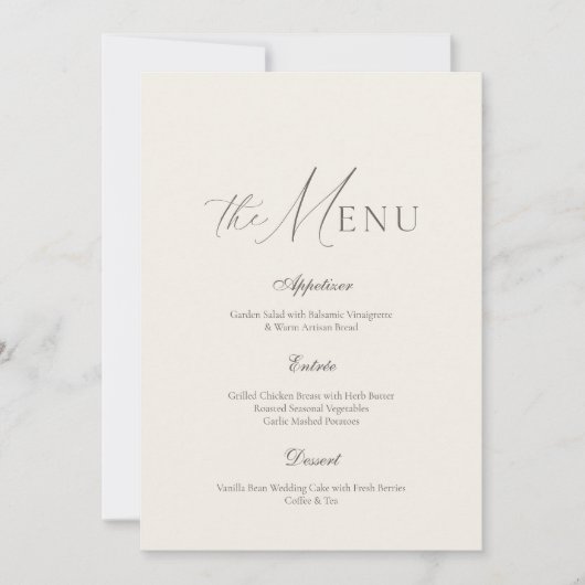 Invitation Neutral Beige Stripe Wedding Menu (Devant)
