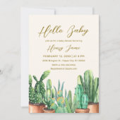Invitation Neutral Boho Desert Cactus Garden Baby shower (Devant)