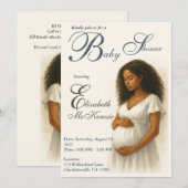 Invitation Neutral Boho Elegance Baby Shower Black Mom to Be (Devant / Derrière)