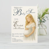 Invitation Neutral Boho Elegance Baby Shower Blonde Mom to be (Debout devant)