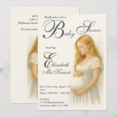 Invitation Neutral Boho Elegance Baby Shower Blonde Mom to be (Devant / Derrière)