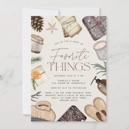 Invitation Neutral Boho Favorite Things Party (Devant)