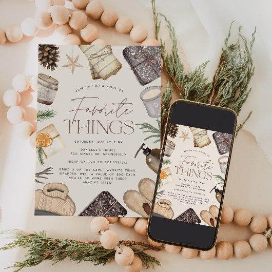 Invitation Neutral Boho Favorite Things Party