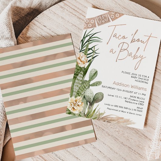 Invitation Neutral Boho Fiesta Taco Bout A Baby Baby shower