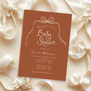 Invitation Neutral Bold Simple Bow Baby shower