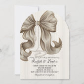 Invitation Neutral Bow Pearl Girl Baby Shower (Devant)