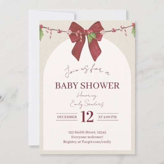 Invitation Neutral Candy Cane Cutie Baby (Devant)