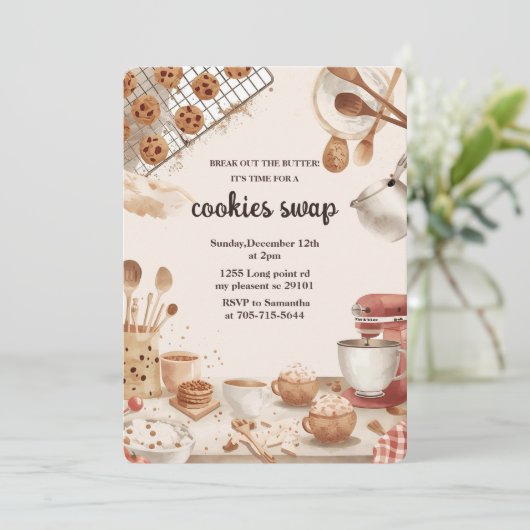 Invitation “Neutral Christmas Cookie Swap (Debout devant)