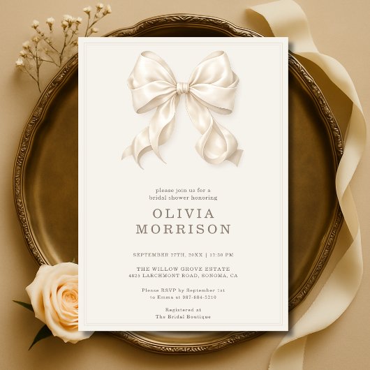 Invitation Neutral Coquette Bow Bridal Shower