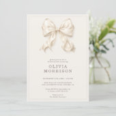 Invitation Neutral Coquette Bow Bridal Shower (Debout devant)
