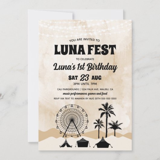 Invitation Neutral Earth Tone Music Festival Anniversaire (Devant)