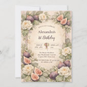 Invitation Neutral Fig Floral 1st Birthday (Devant)