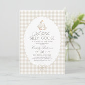 Invitation Neutral Gingham Silly Goose Baby Shower (Debout devant)