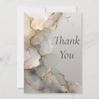 Invitation Neutral & Gold Marble Thank You Card