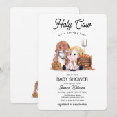 Invitation Neutral Holy Cow Farm Animals Baby Shower (Devant / Derrière)