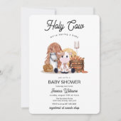 Invitation Neutral Holy Cow Farm Animals Baby Shower (Devant)