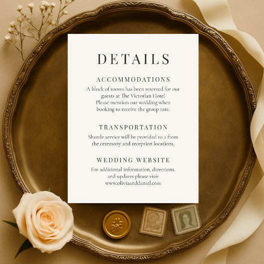 Invitation Neutral Ivory Minimalist Elegant Wedding Details