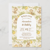 Invitation Neutral Jungle Animals Wild One Birthday (Devant)